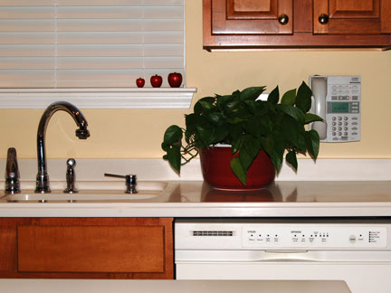 solid surface countertops and maple cabinets